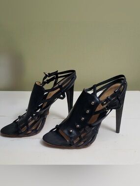 L.A.M.B. - Black Strappy High Heel Sandals